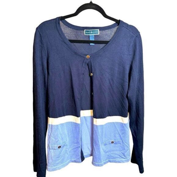 EUC Karen Scott Women’s Long Sleeve Knit Button Up Cardigan Blue - Size Large - Picture 1 of 6